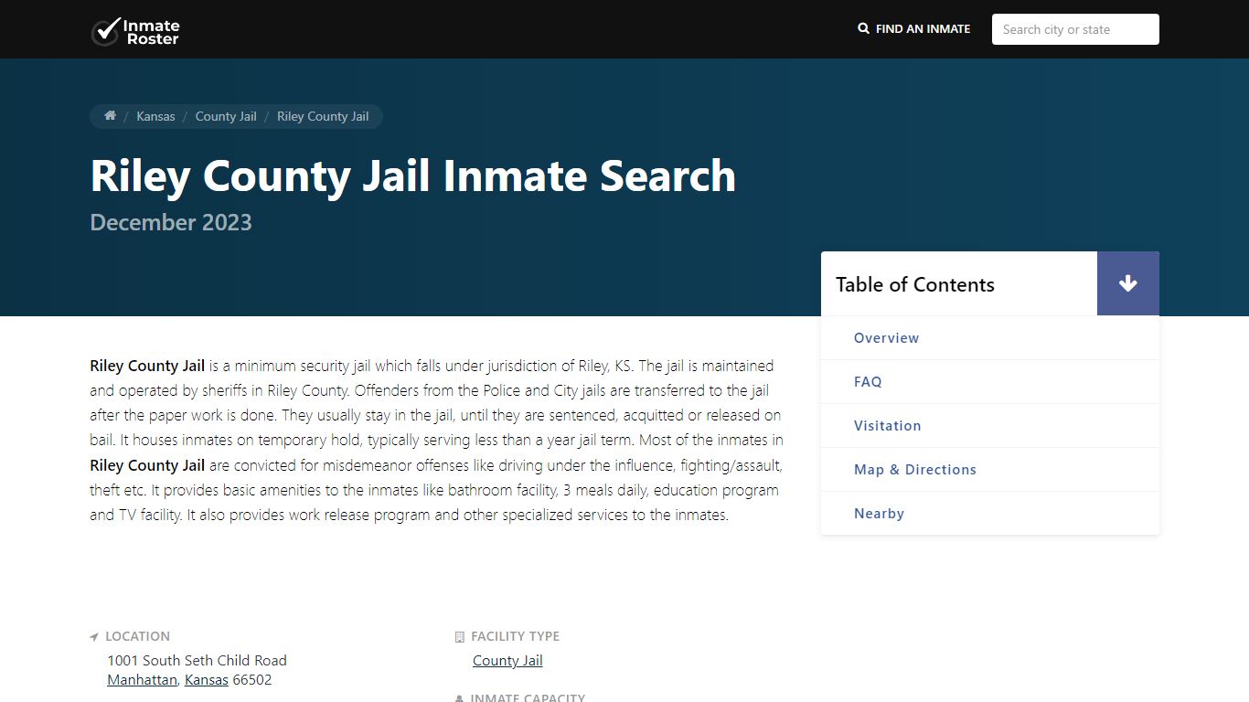 Inmate Search | Riley County Jail - Manhattan, KS
